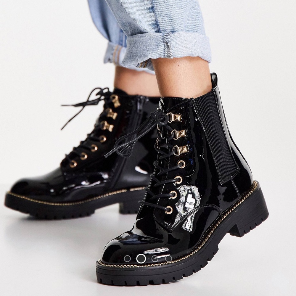 River island wide fit chunky lace up boots
